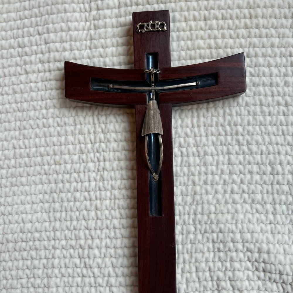 Vintage Taxco Sterling and Rosewood Crucifix 14”